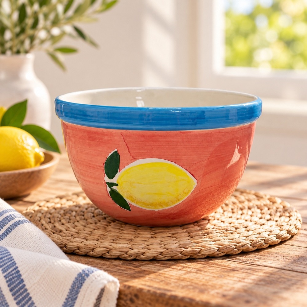 Vtg Lillian Vernon Hand Painted Lemon Ceramic Serving Mixing Bowl Replacement